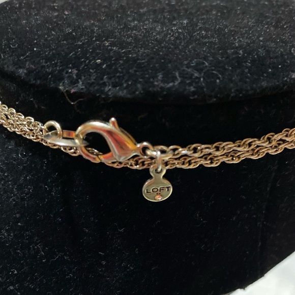 Loft Necklace Green Cream Geometric Gold Tone Long Clasp - Picture 3 of 5